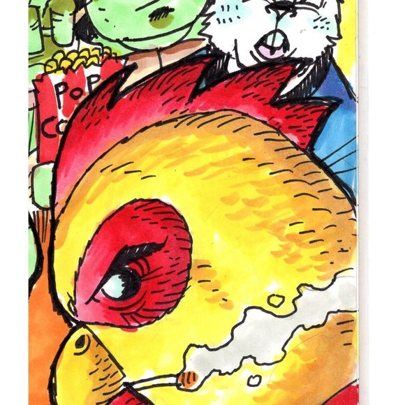 ONE-OF-A-KIND HAND-DRAWN, INKED AND COLORED SKETCHCOVER COMIC by Dan Nokes TURTL - Picture 5 of 7